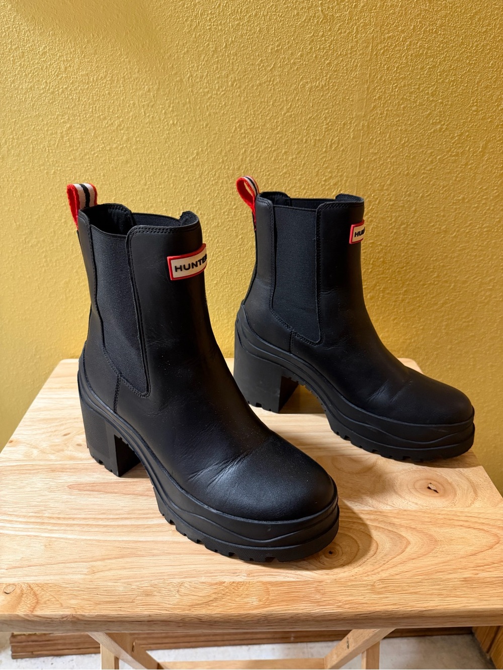 Women’s Hunter Black Chunky Platform Chelsea Boots